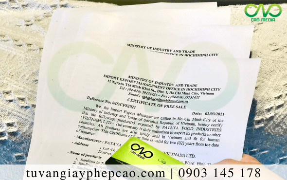 Certificate of free sale cho hạt điều rắc tiêu đen xuất khẩu