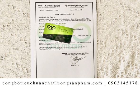 Dịch vụ xin giấy chứng nhận health certificate bột rau củ nhanh chóng - trọn gói